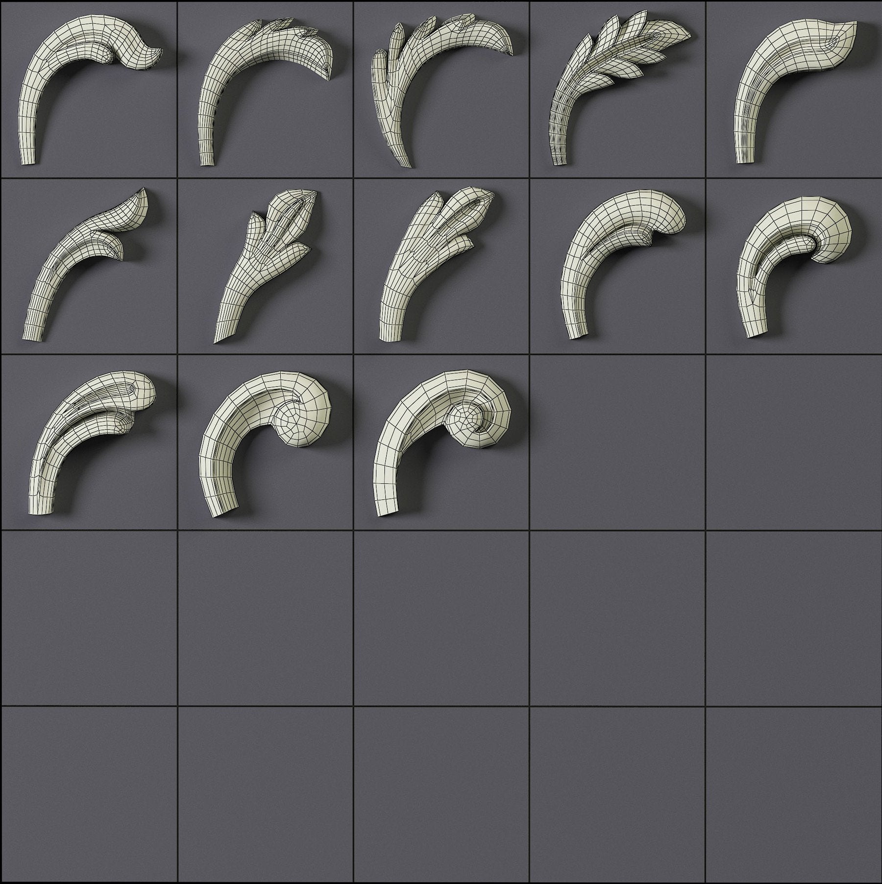 150 Ornament Brushes, 4K Alphas and 3D Models, Vol.01