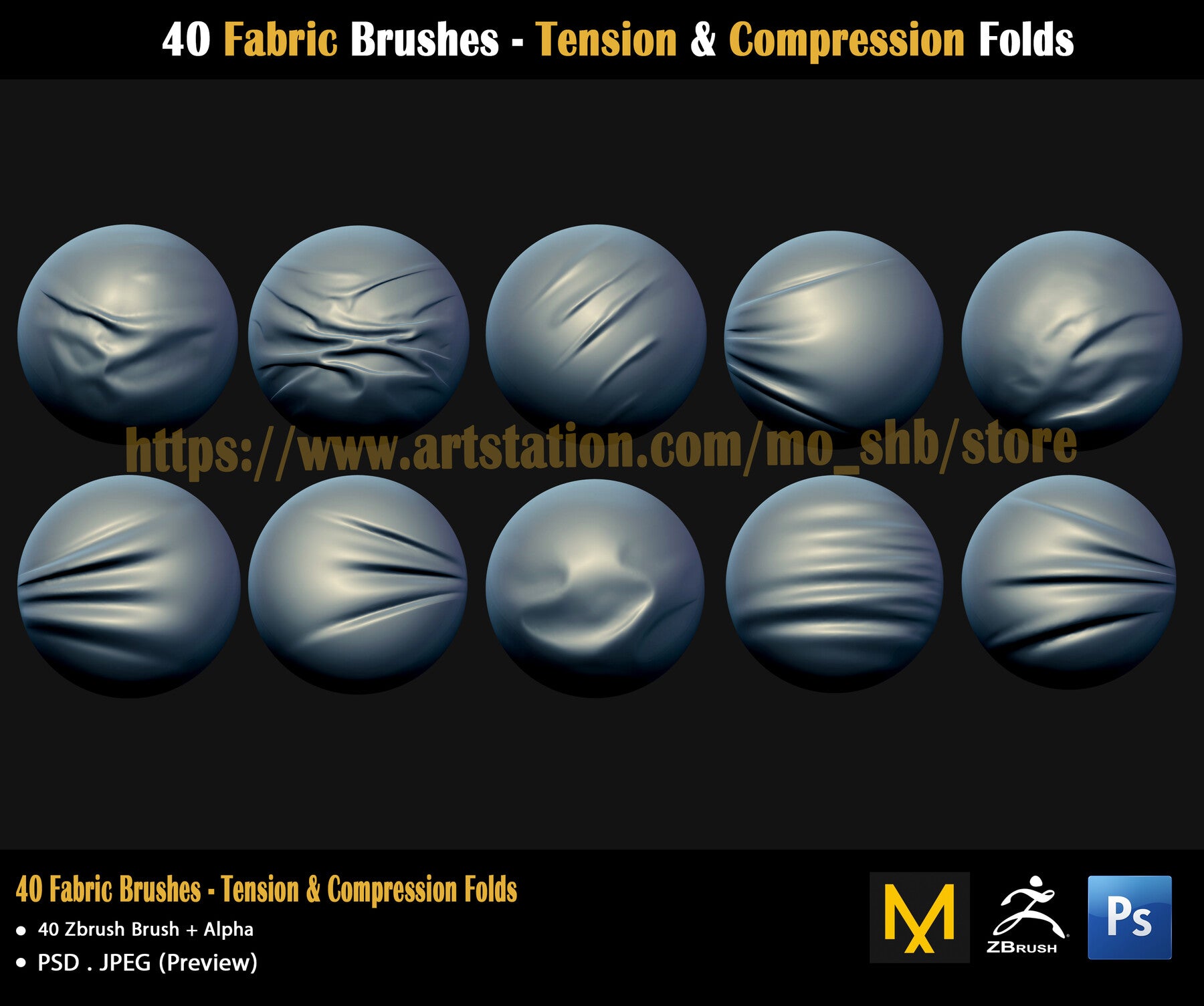 40 Fabric Brushes - Tension & Compression Folds