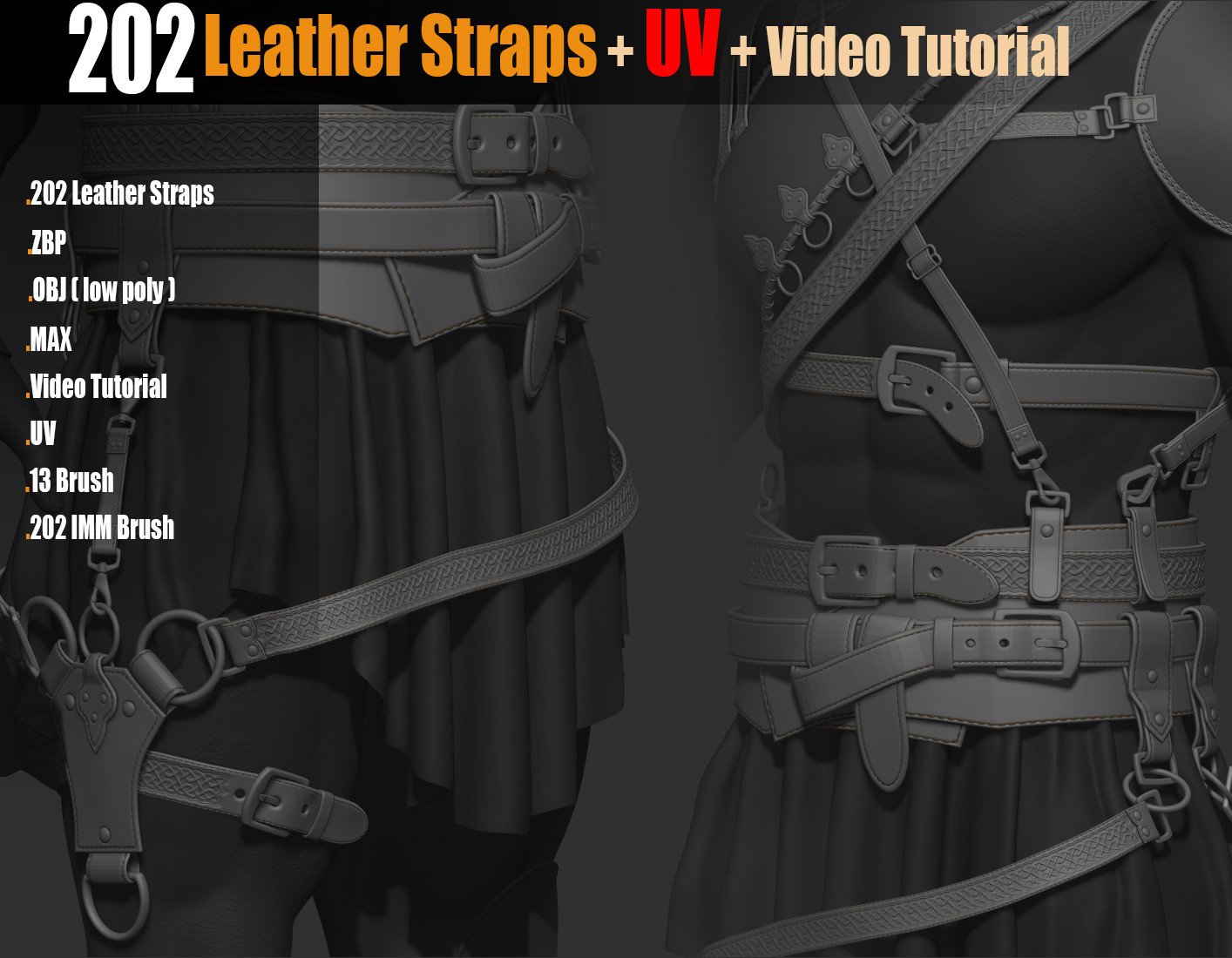 202 IMM Brush Leather Straps Vol 02 + UV + Video Tutorial