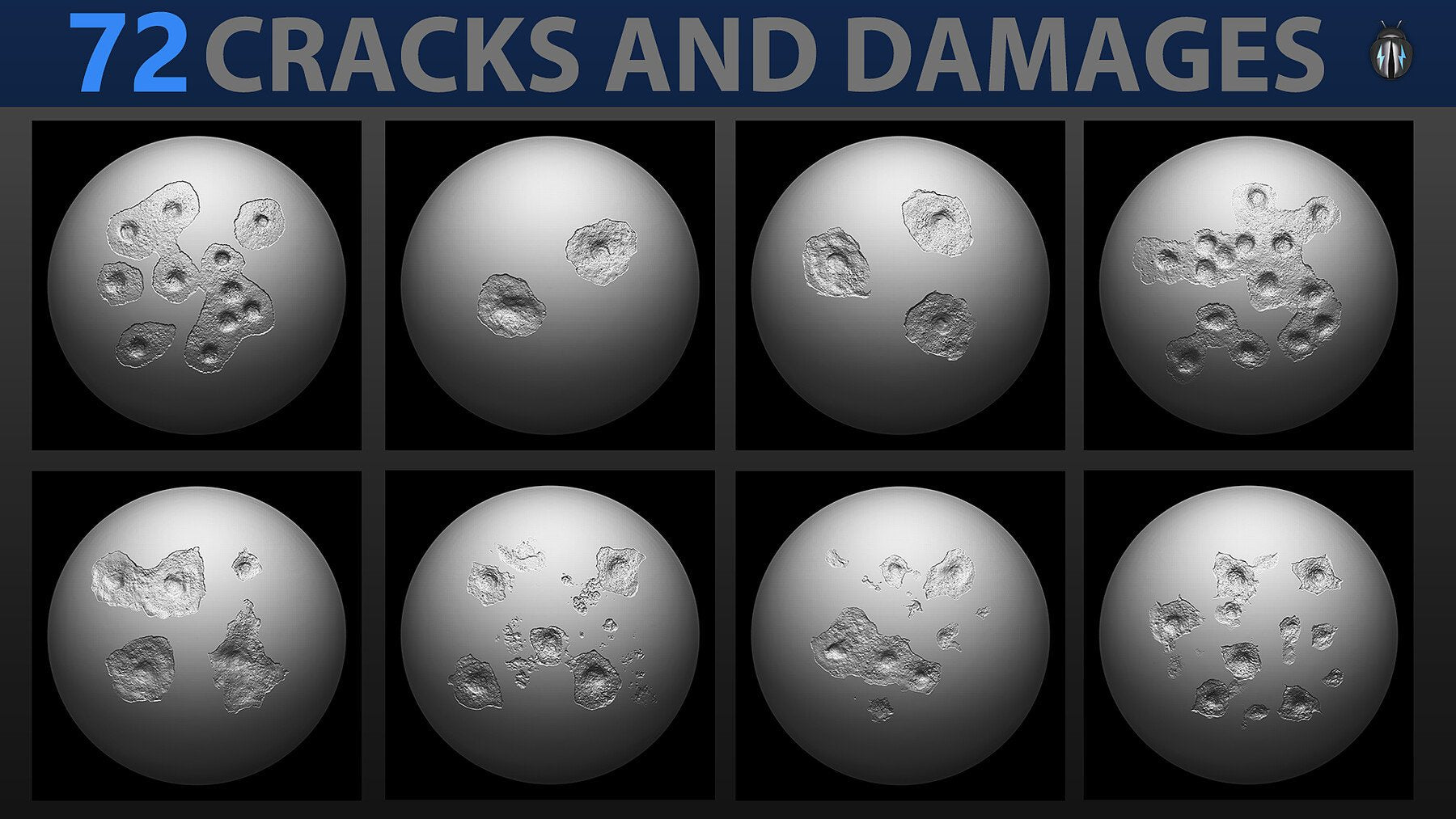 Cracks And Damages 4K Brushes and Alpha Pack