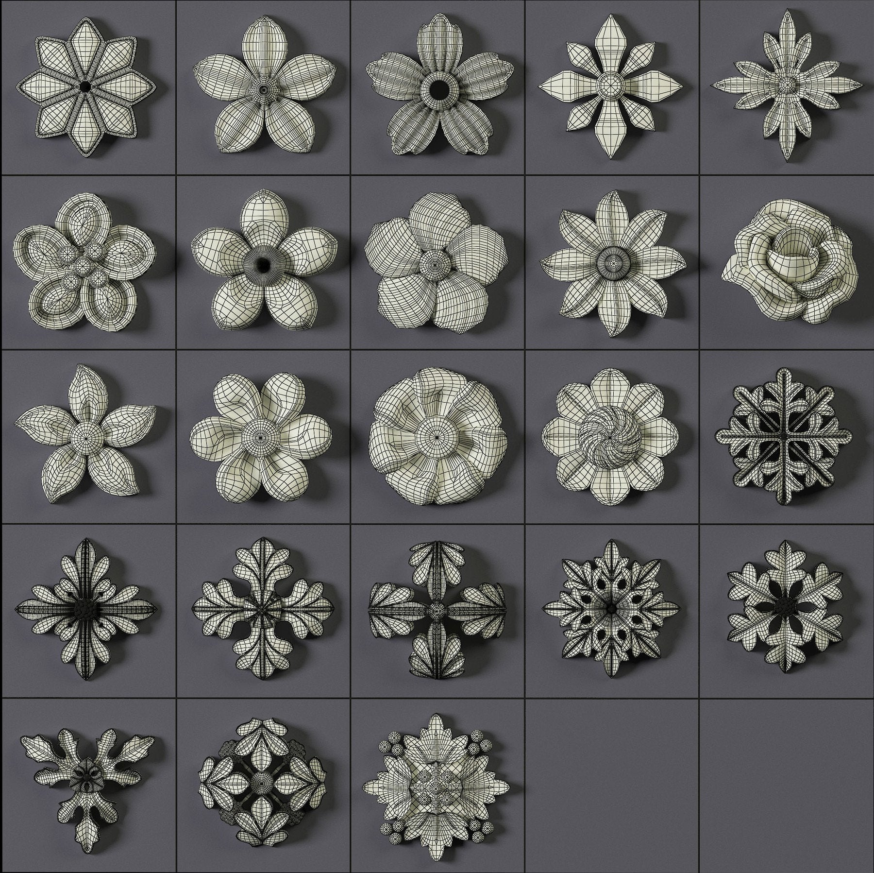 150 Ornament Brushes, 4K Alphas and 3D Models, Vol.01