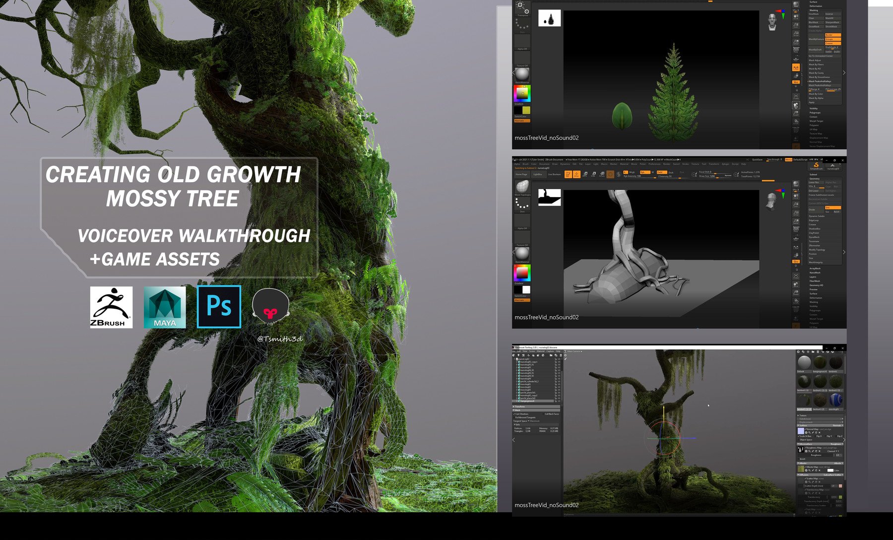 Creating Old Growth Mossy Tree: Tutorial and Game Assets