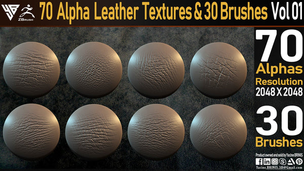 70 Alpha Leather Textures & 30 Brushes Vol 01