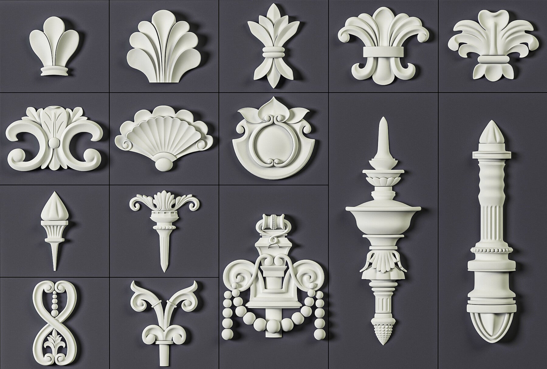 160 Ornament Brushes, 4K Alphas and 3D Models, Vol.03