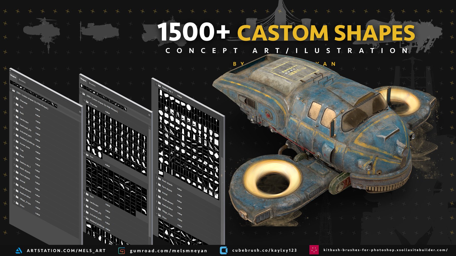 1500+Kitbash Custom Shapes (by Mels Mneyan)