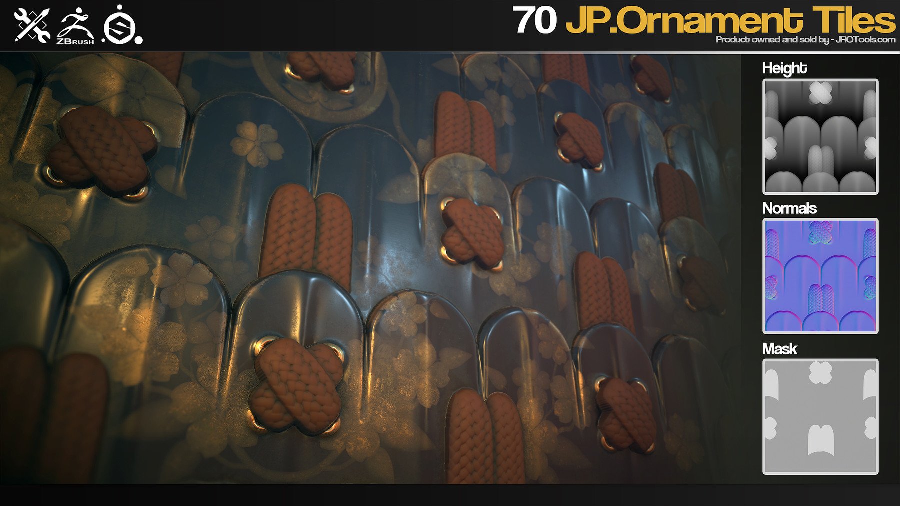 ZBrush/SP - 70 JP.Ornament Tiles