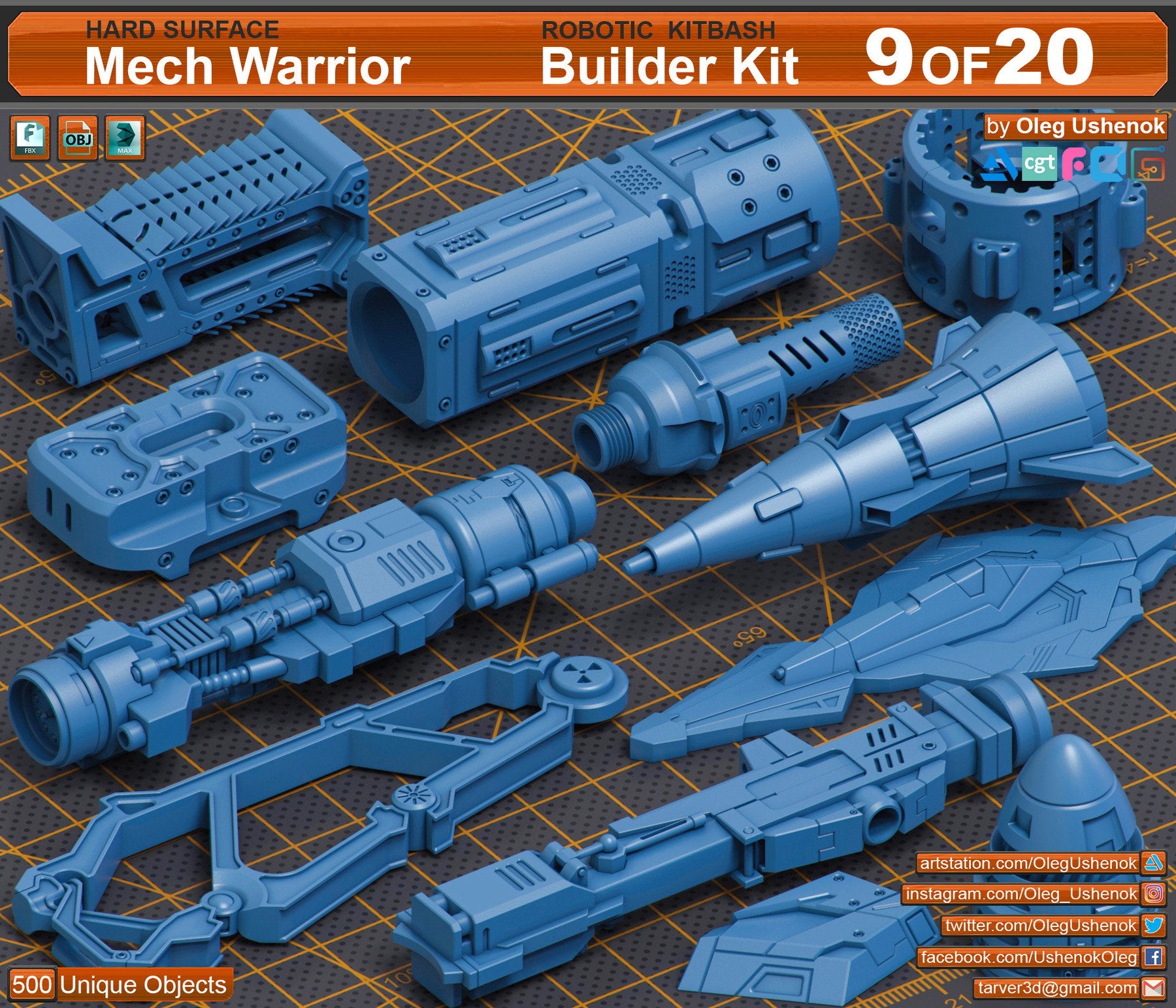 Mega Pack Sci-Fi Hard Surface KITBASH 500 DETAILS