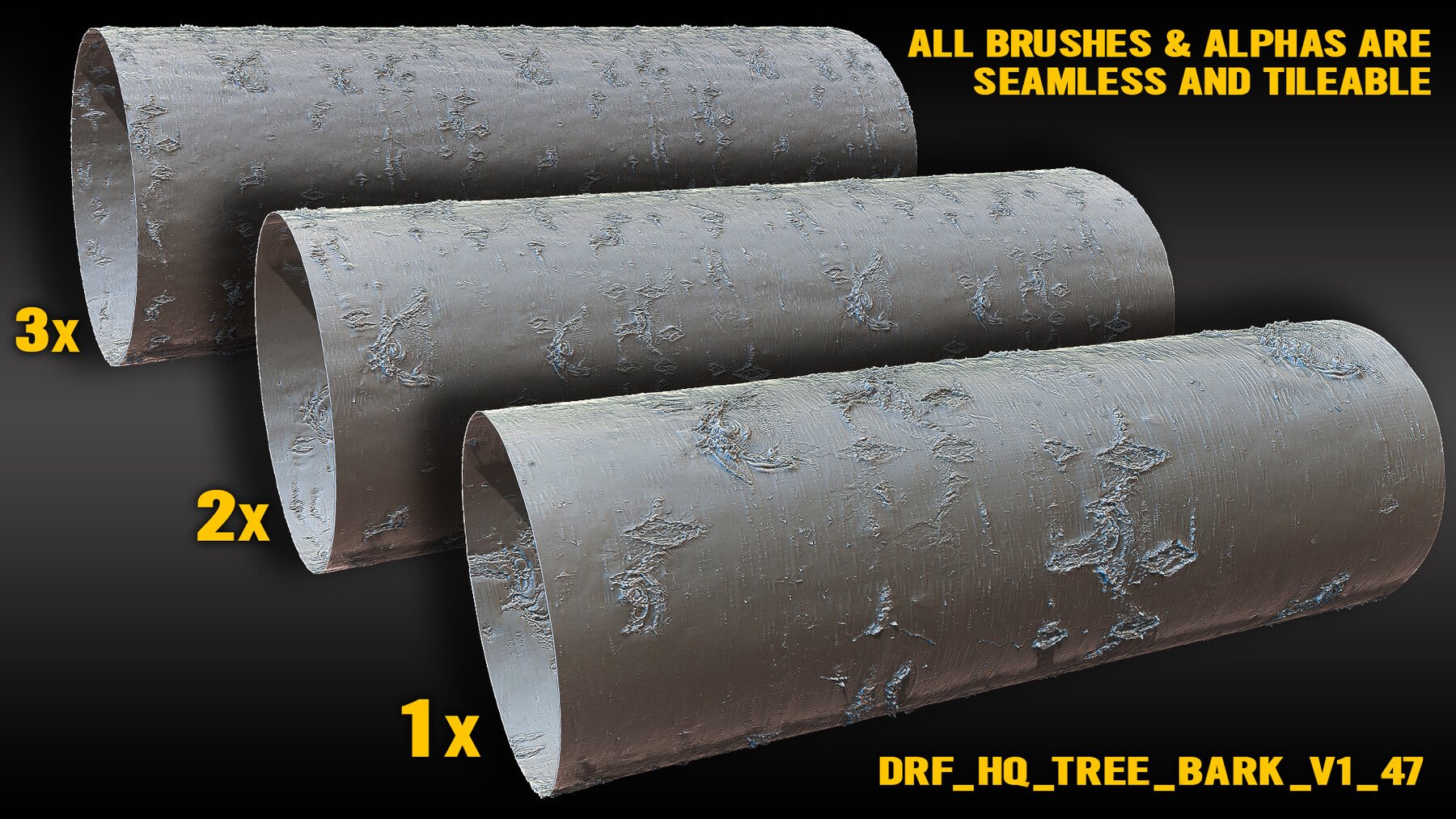 Ultra HQ Tree Bark Seamless Sculpt Zbrush brushes + Alphas (Blender, Substance, etc.) Vol.1