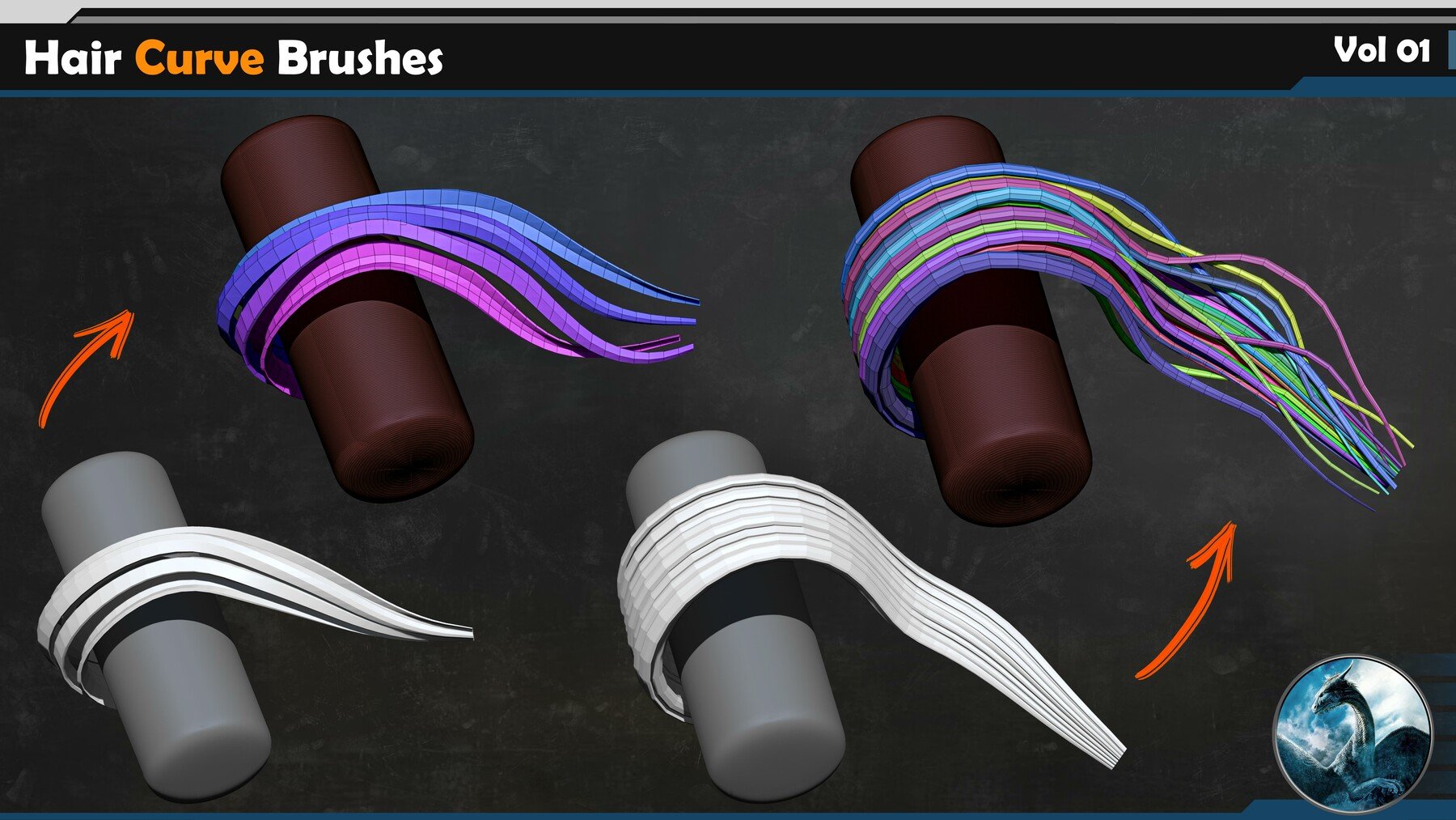 Hair Curve Brushes at Zbrush Vol 01