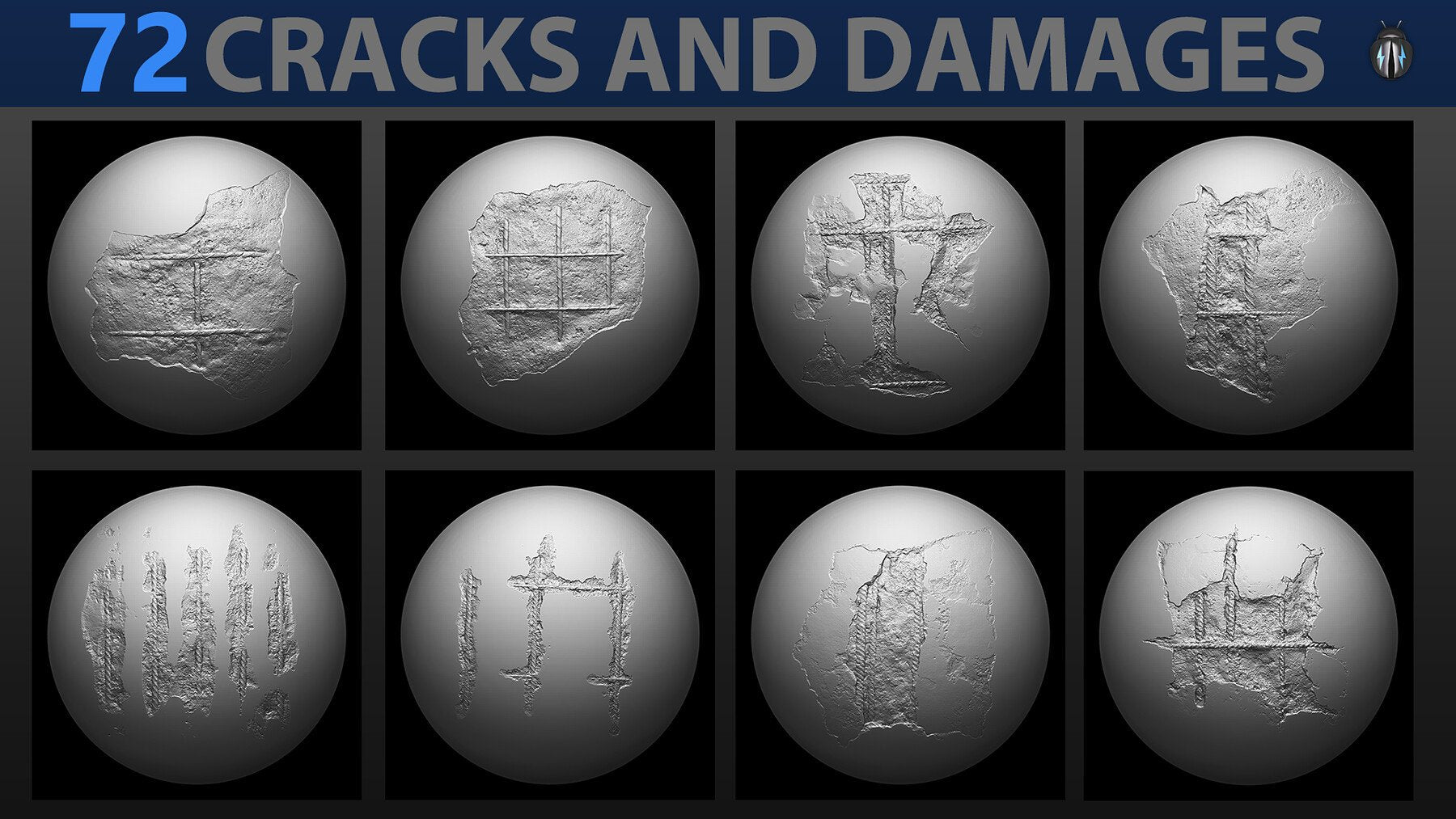 Cracks And Damages 4K Brushes and Alpha Pack