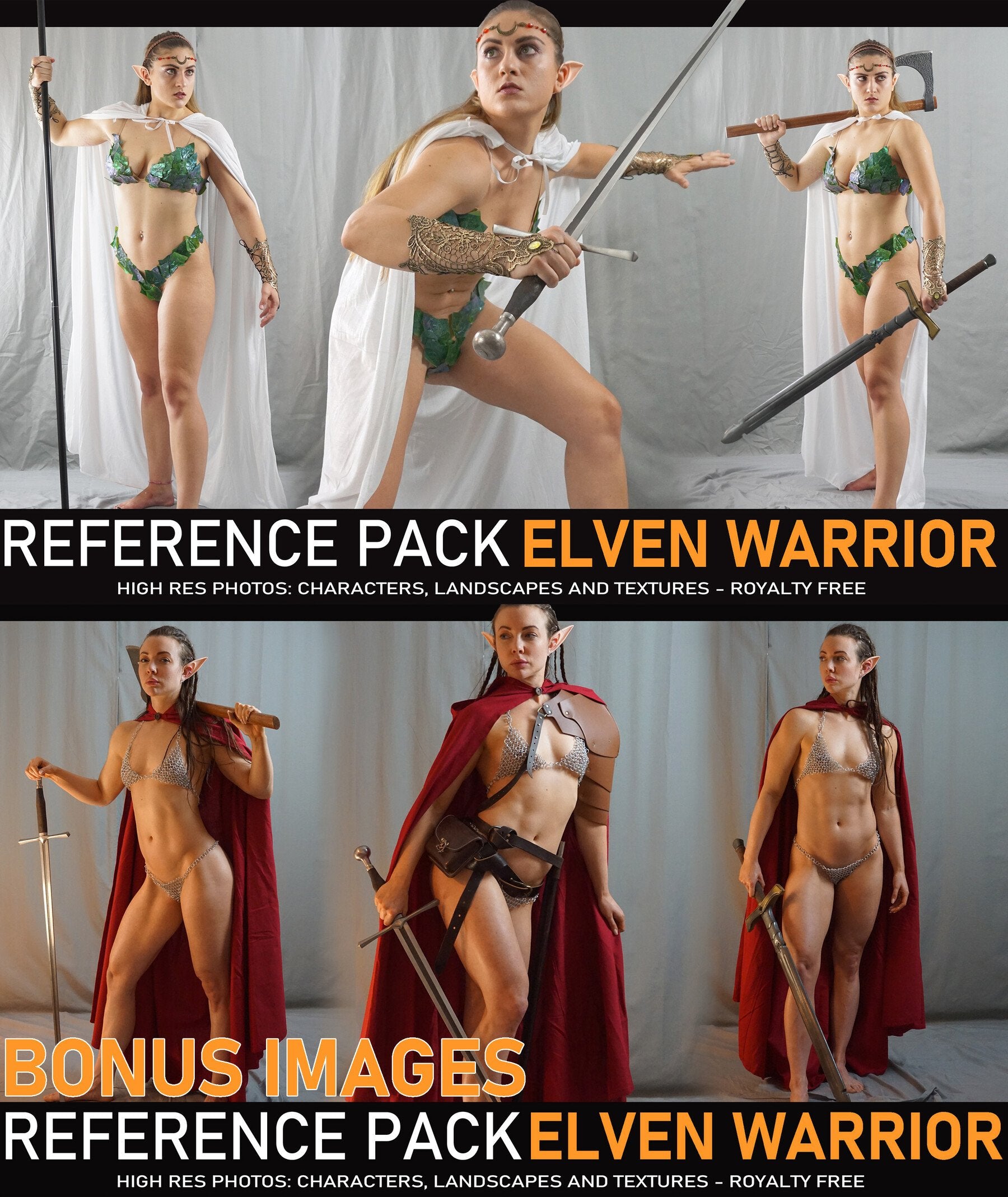 Elven Warrior 500+ Reference pictures including 360° Turnarounds +Bonus Pack