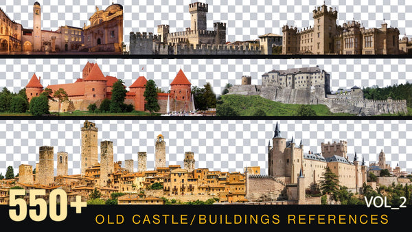 550+ OLD Castles | Buildings Reference pack [Perfect for Mattepainting and Photobash]