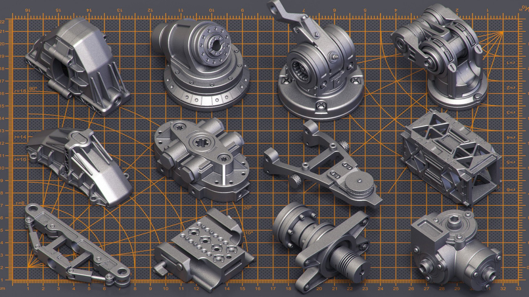 Mega Pack Sci-Fi Hard Surface KITBASH 400 DETAILS