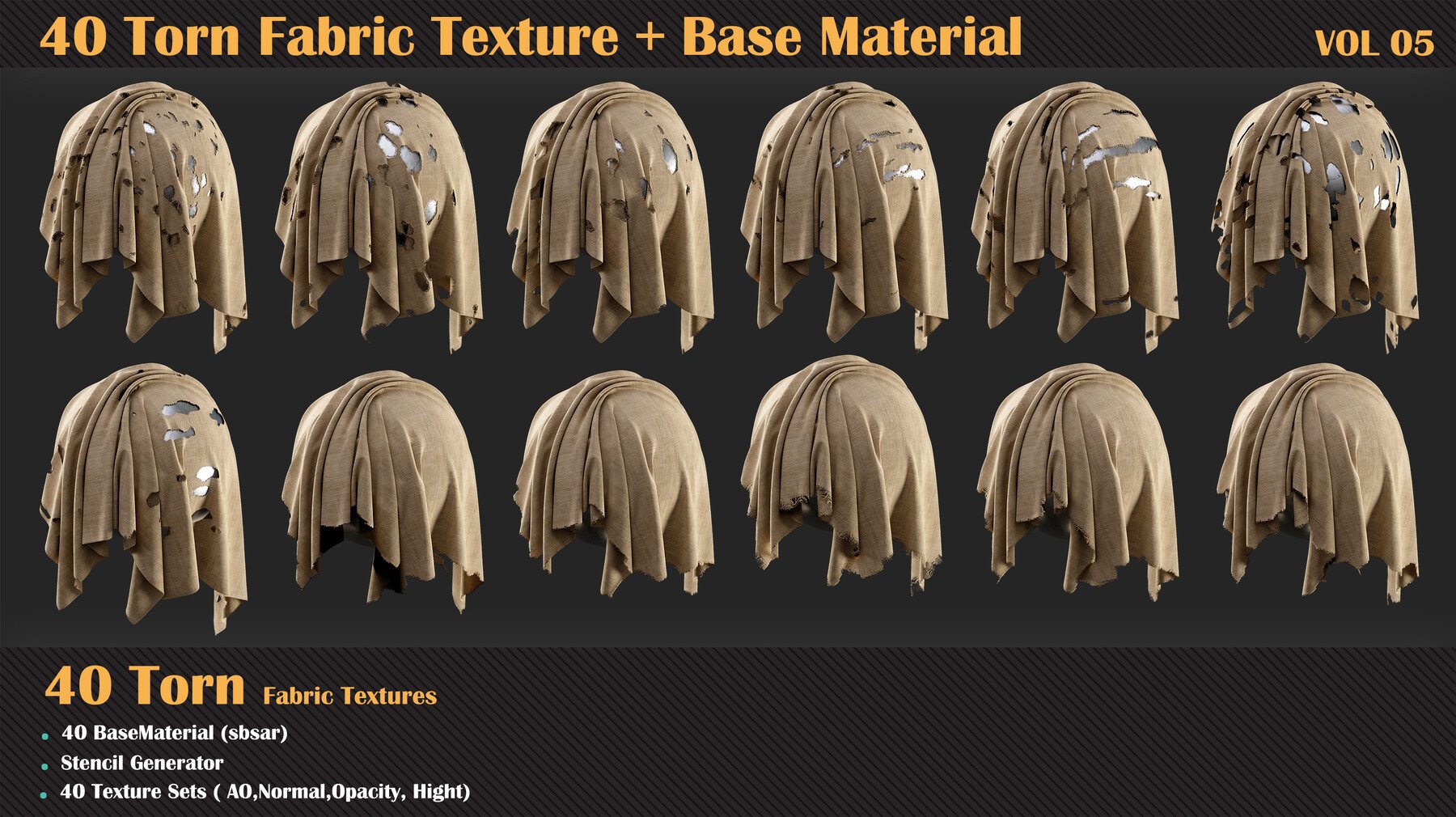 40 Torn Fabric Texture - VOL 05