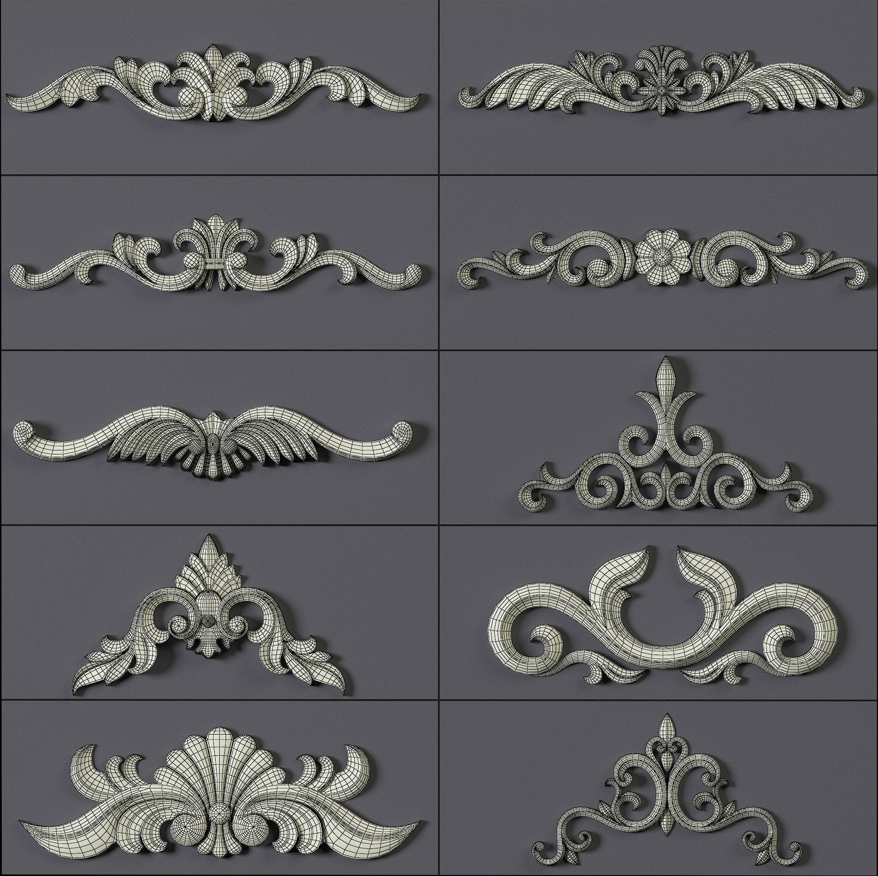 150 Ornament Brushes, 4K Alphas and 3D Models, Vol.01