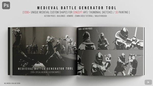 Medieval Battle Generator Tool [1200+ Unique Custom shapes Mega Pack] [PS]
