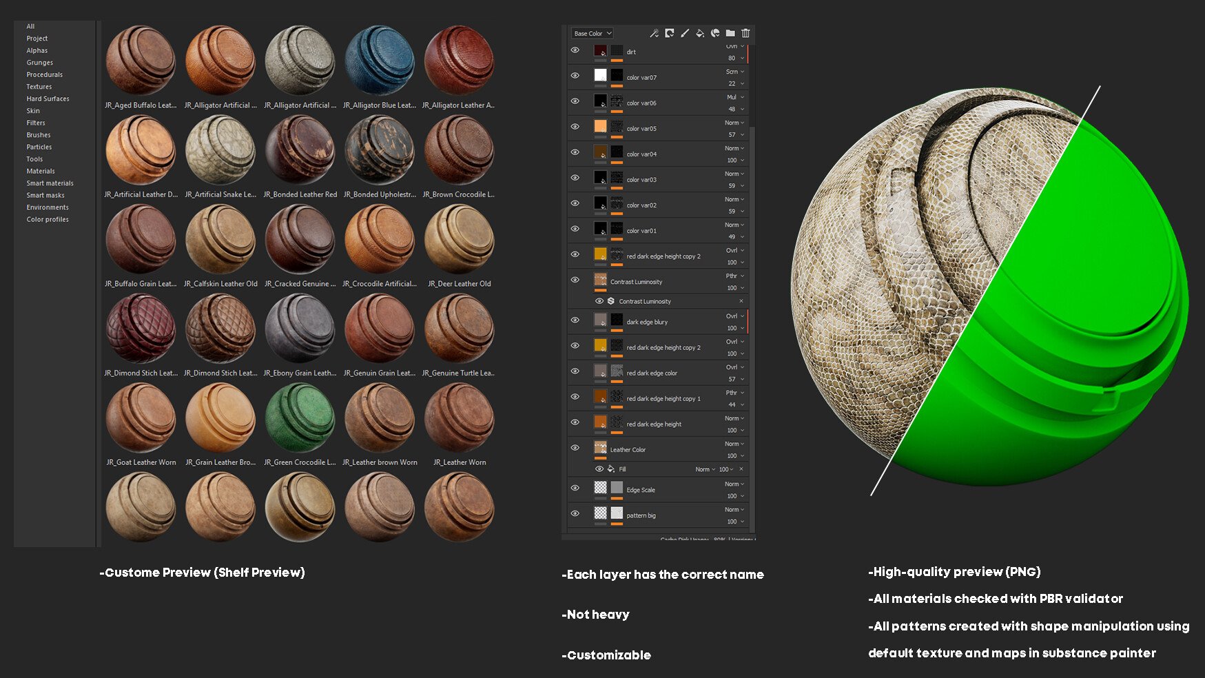 Leather Smart Materials for Substance painter