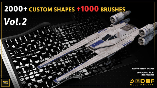 2000+Custom Shapes 1000+Kitbash Brushes for Concept Art(DEMO VIDEO) Mega Pack vol.2