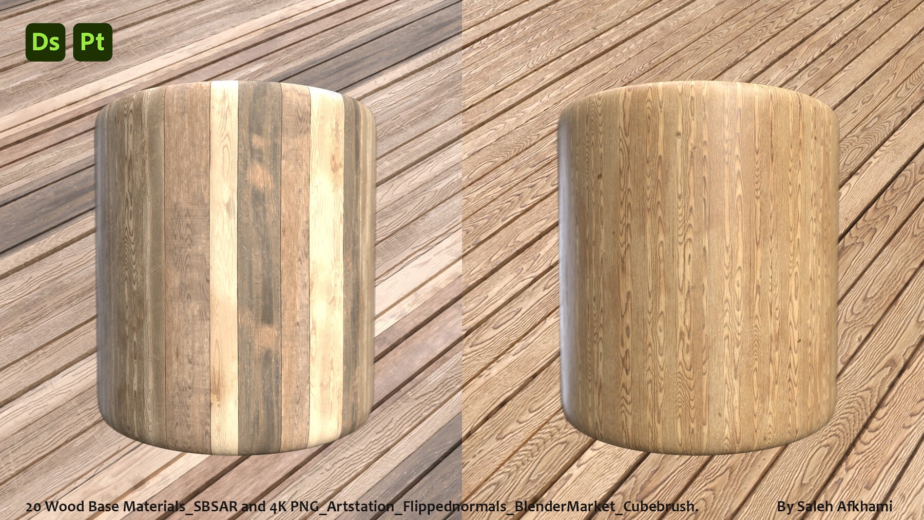 20 Wood Base Materials SBSAR + 4K PNG