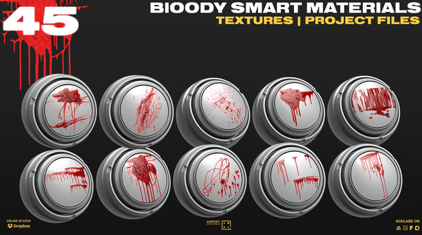 45 BLOOD Smart Materials, Stamps | Stencils [PBR Textures included]