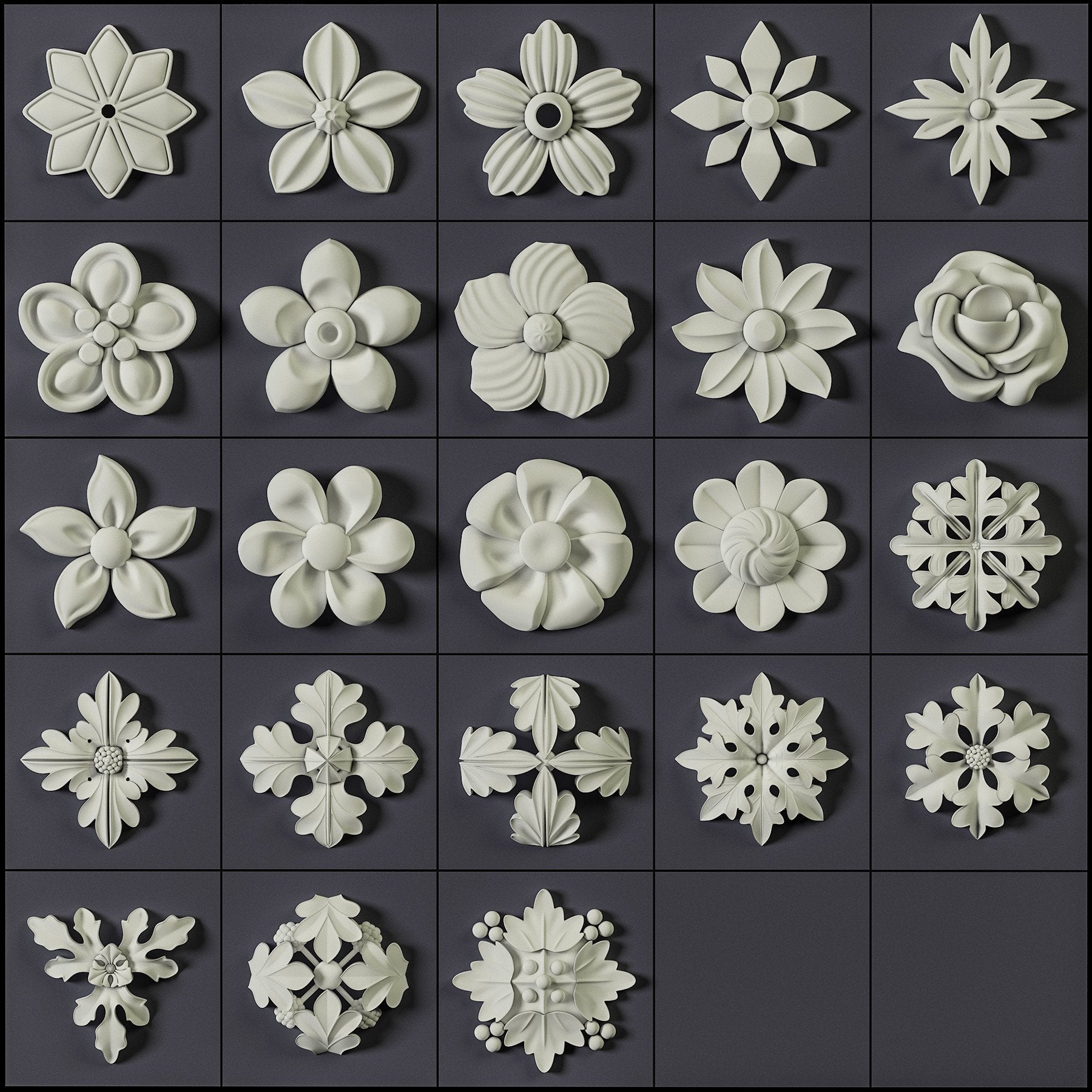 150 Ornament Brushes, 4K Alphas and 3D Models, Vol.01