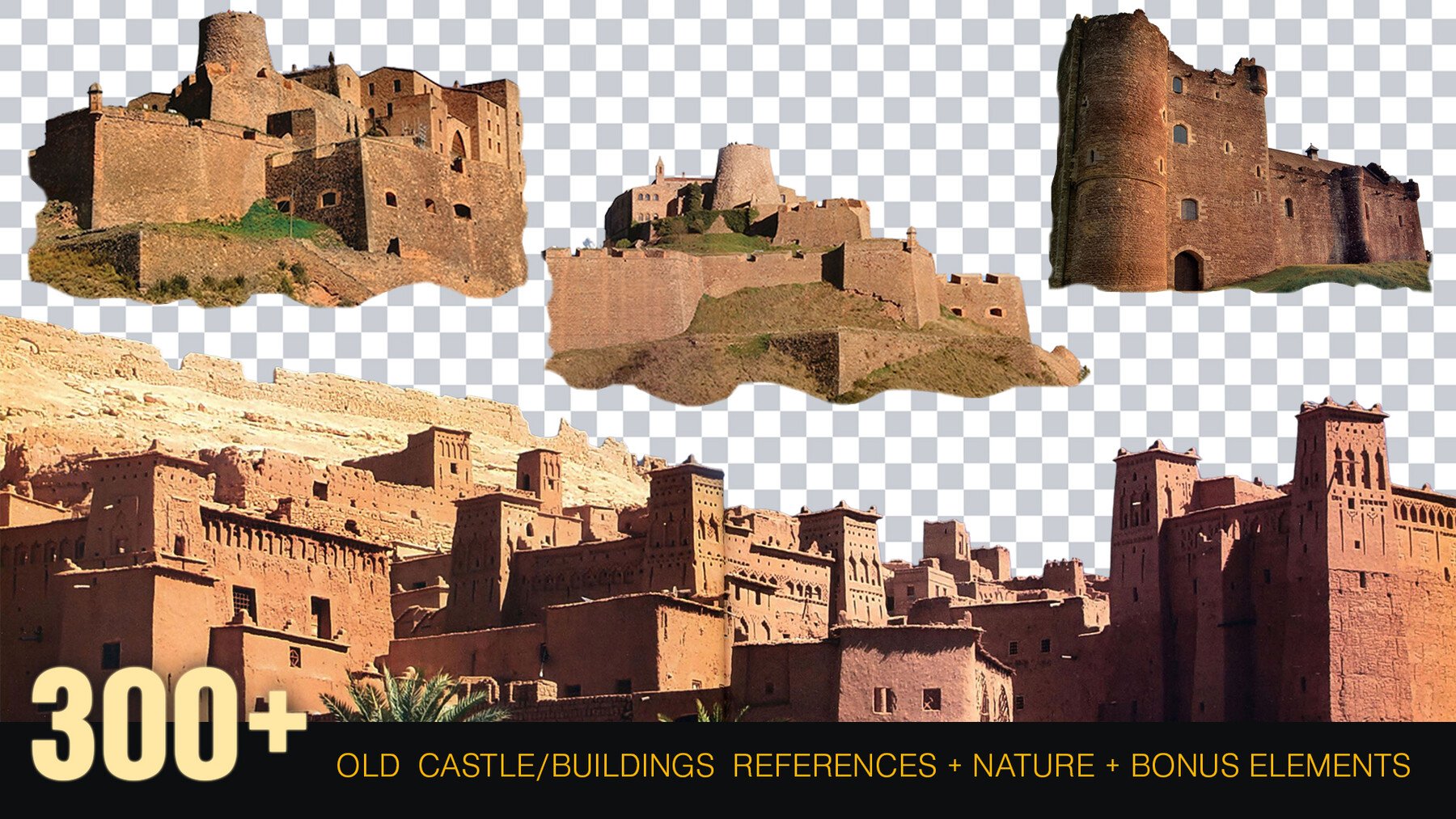 300+Old Castle/Buildings reference Pack+Nature+Bonus [Transparent BG] Perfect For Matte Painting And Photobash