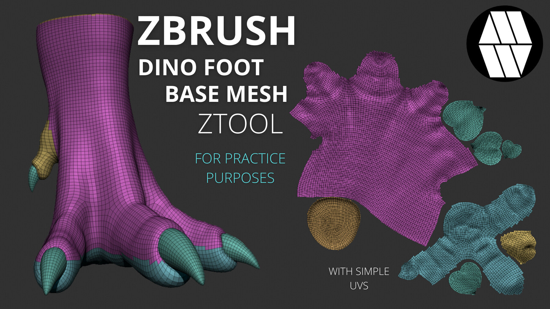 ZBRUSH - Dino Foot Base Mesh - ZTool (with basic UVs)