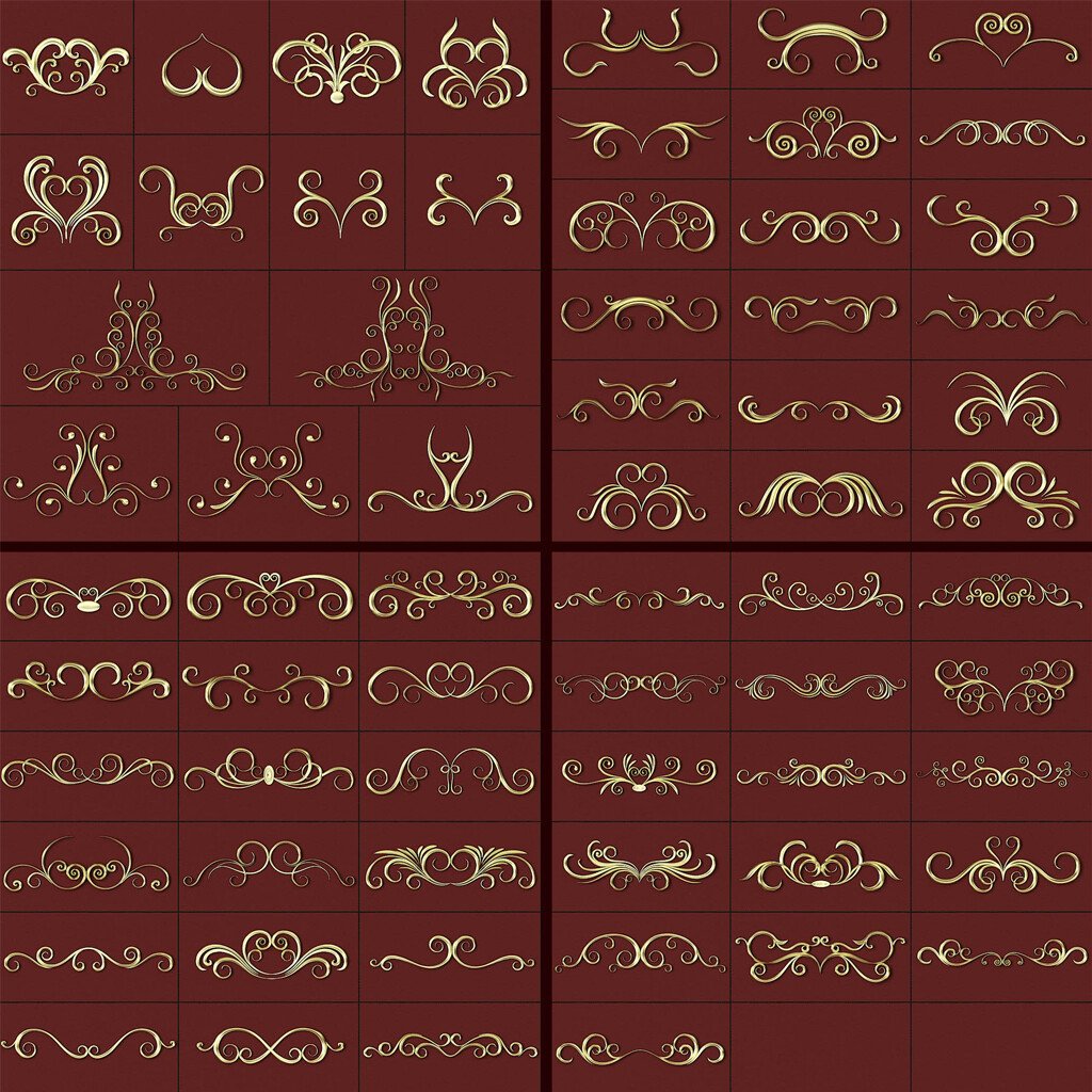 407 Floral Ornament Brushes, 4K Alphas and 3D Models, Vol.02