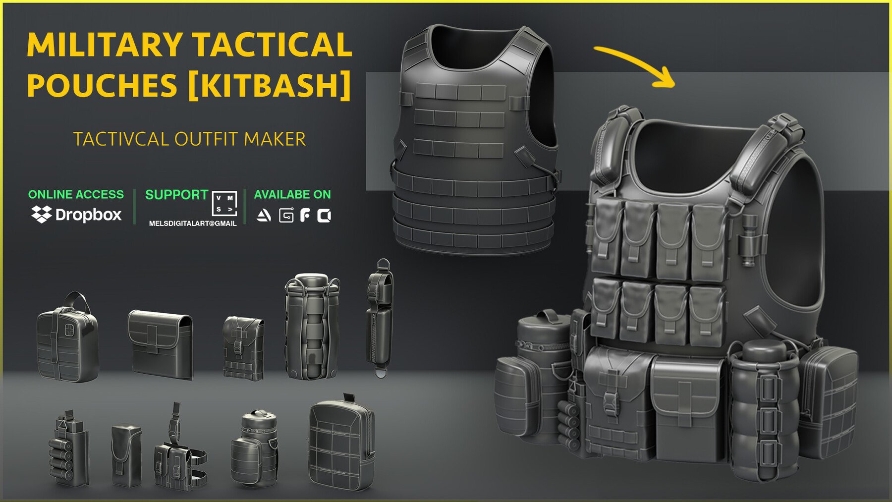 Military Tactical Pouches [Kitbash] [CLEAN TOPOLOGY]