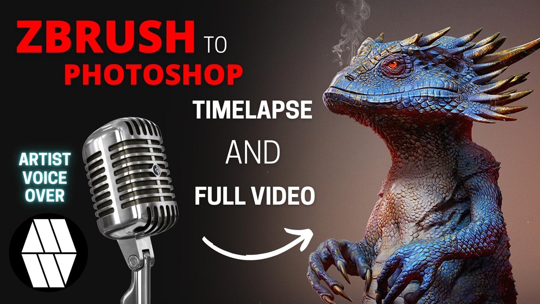 ZBrush to Photoshop 'Mini-Dragon' Concept - Timelapse Voice Over and Full Video