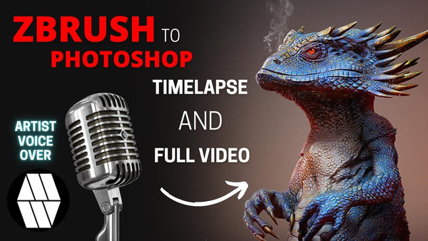 ZBrush to Photoshop 'Mini-Dragon' Concept - Timelapse Voice Over and Full Video