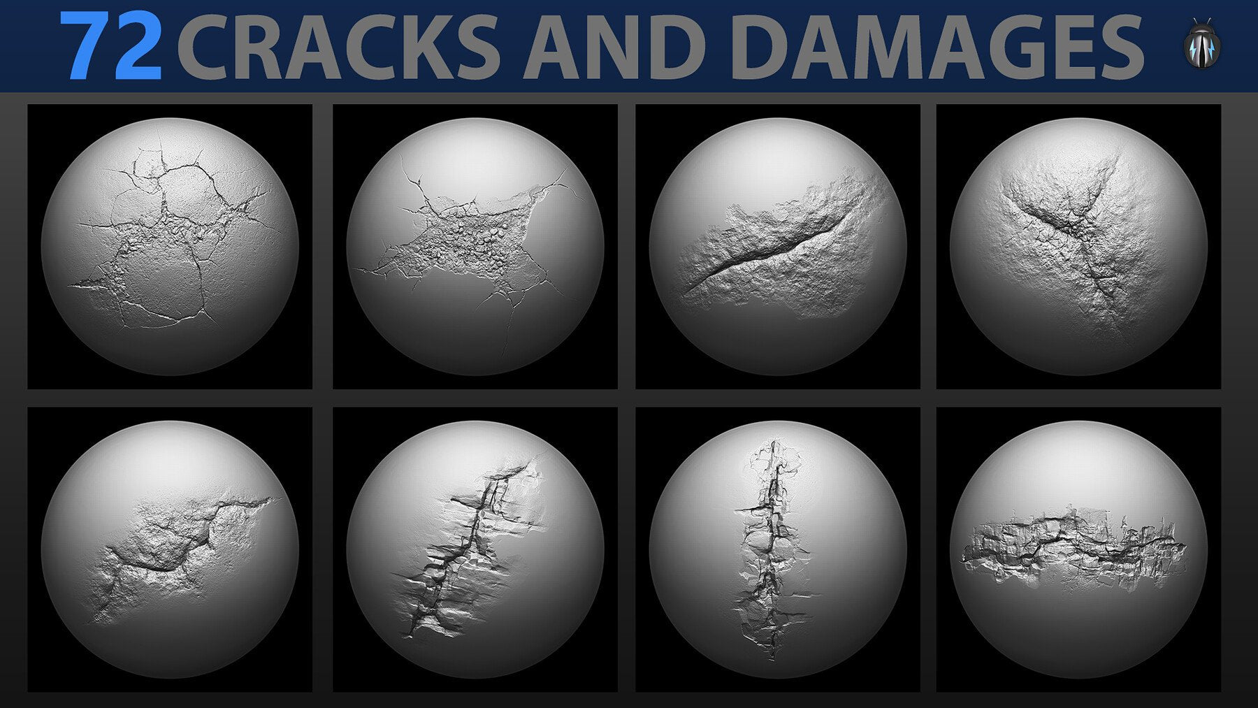 Cracks And Damages 4K Brushes and Alpha Pack