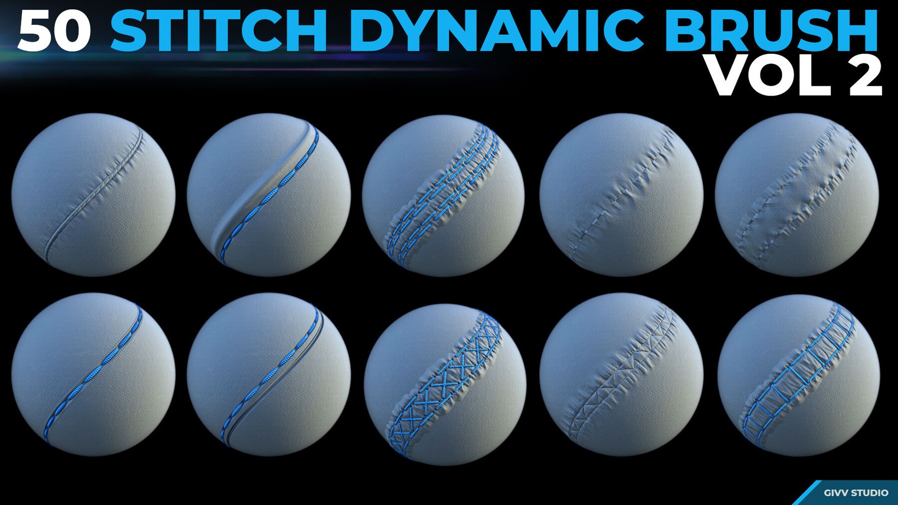 Dynamic Brush - Stitches and Seam VOL 2 (.sbsar) + (.png alpha included)