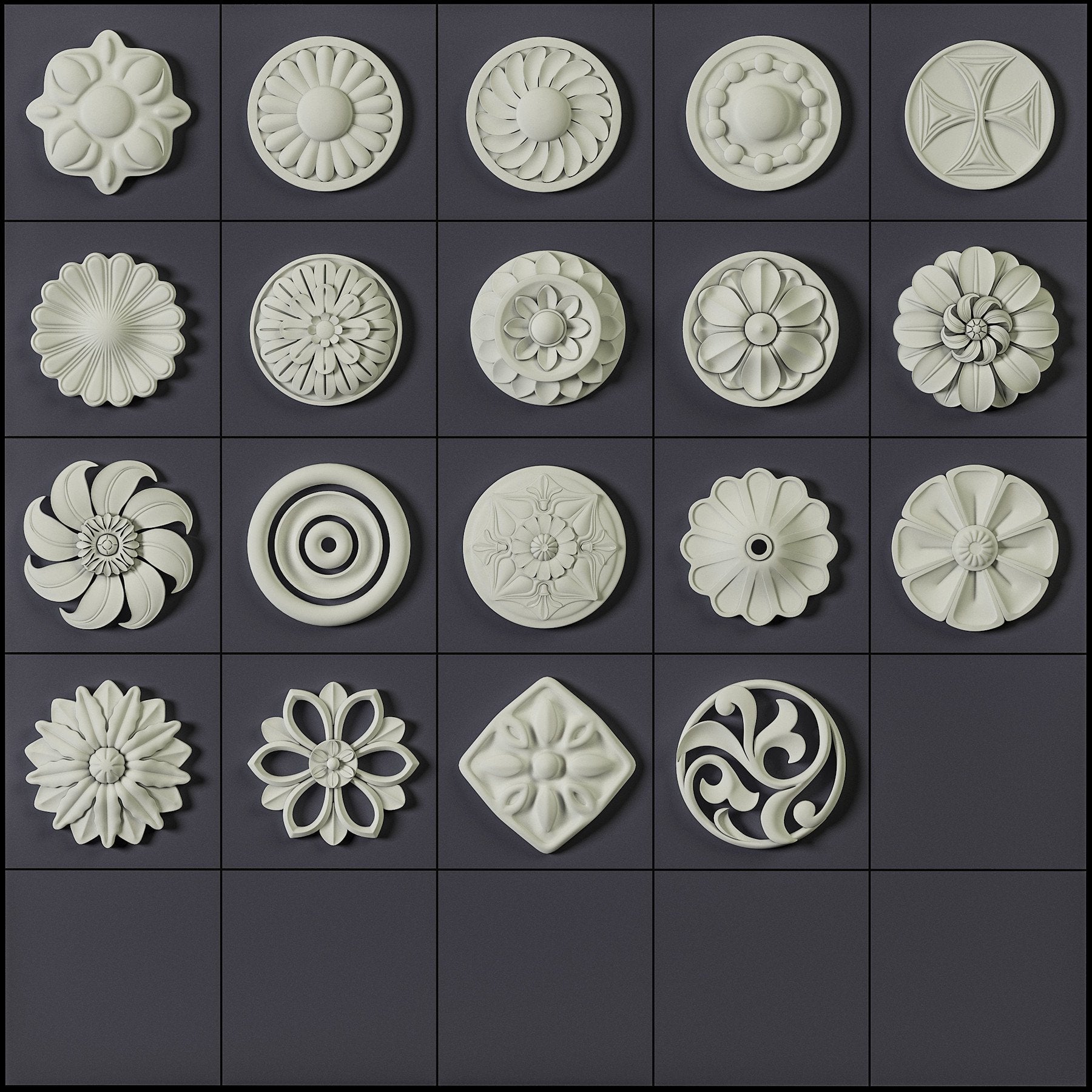 150 Ornament Brushes, 4K Alphas and 3D Models, Vol.01