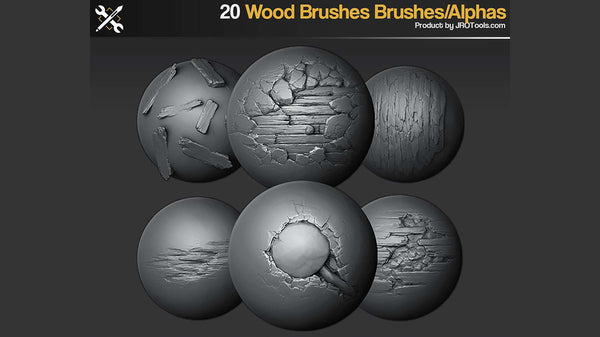 20 Wood Brushes & Alphas for ZBrush/SP Vol.1