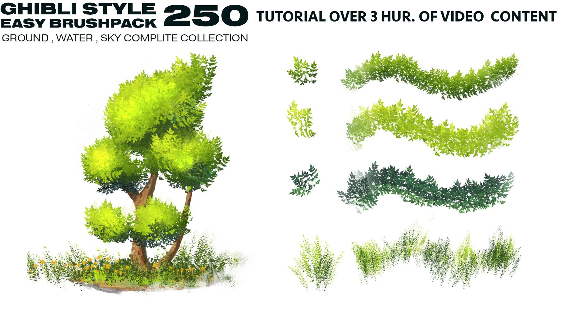 250 Ghibli Style Brush Pack and Tutorial
