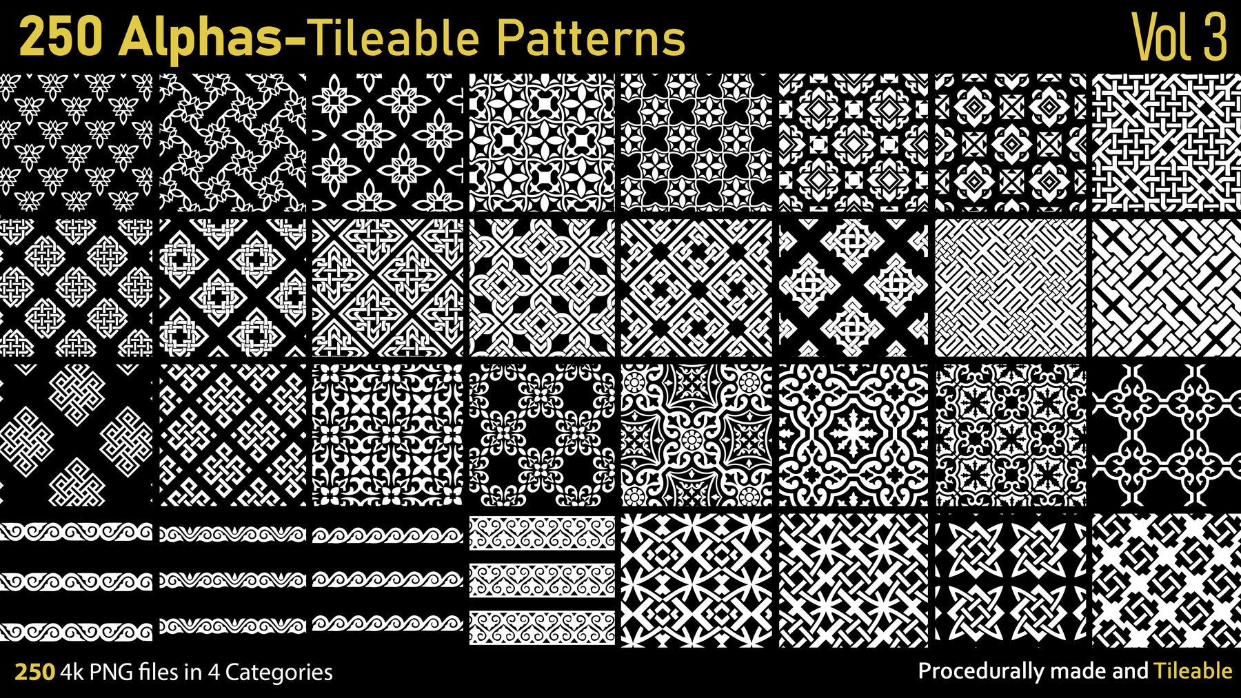 250 Tileable Alpha Patterns Vol.3 | S3ART Store