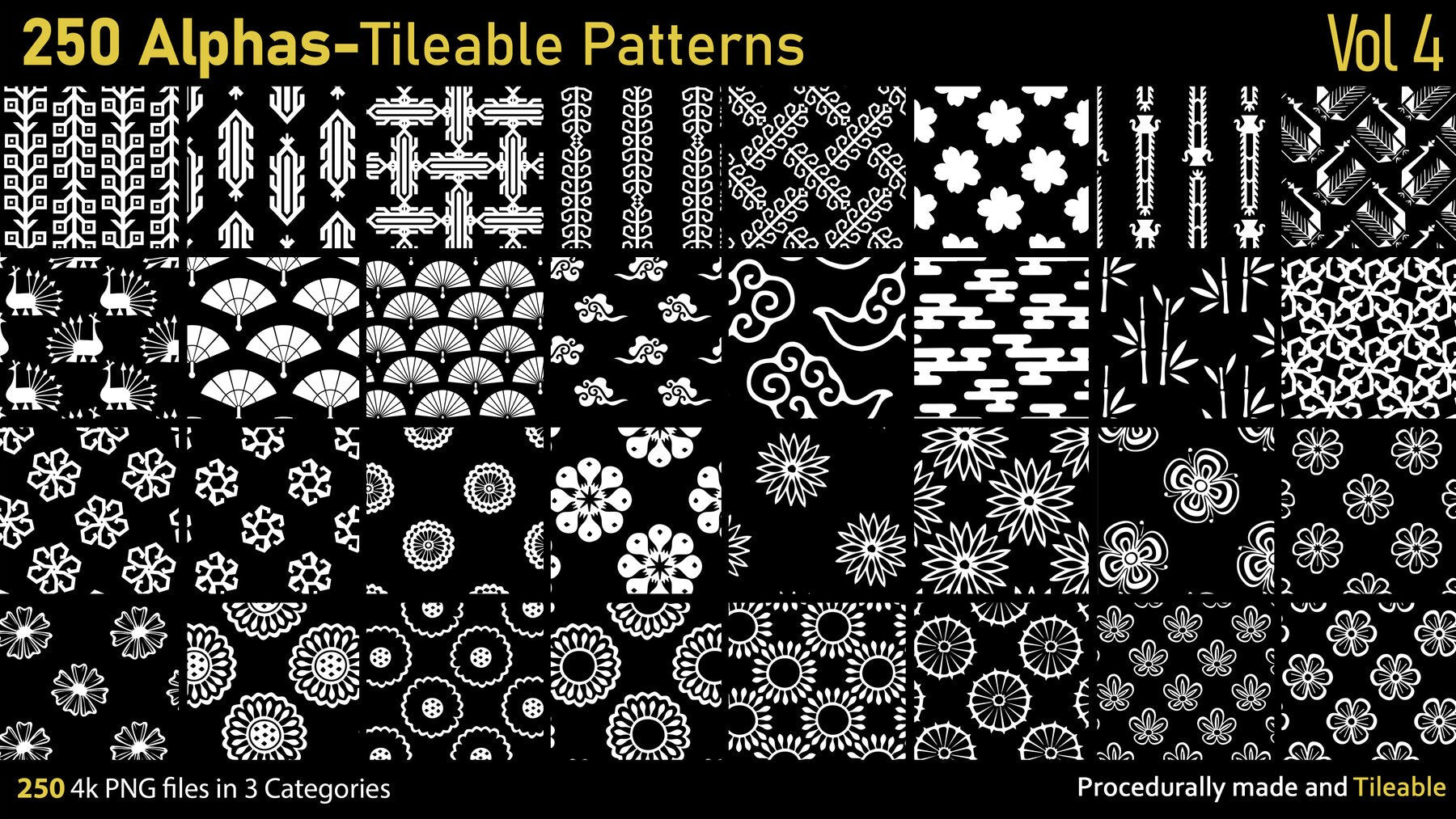 250 Tileable Alpha Patterns Vol.4 | S3ART Store
