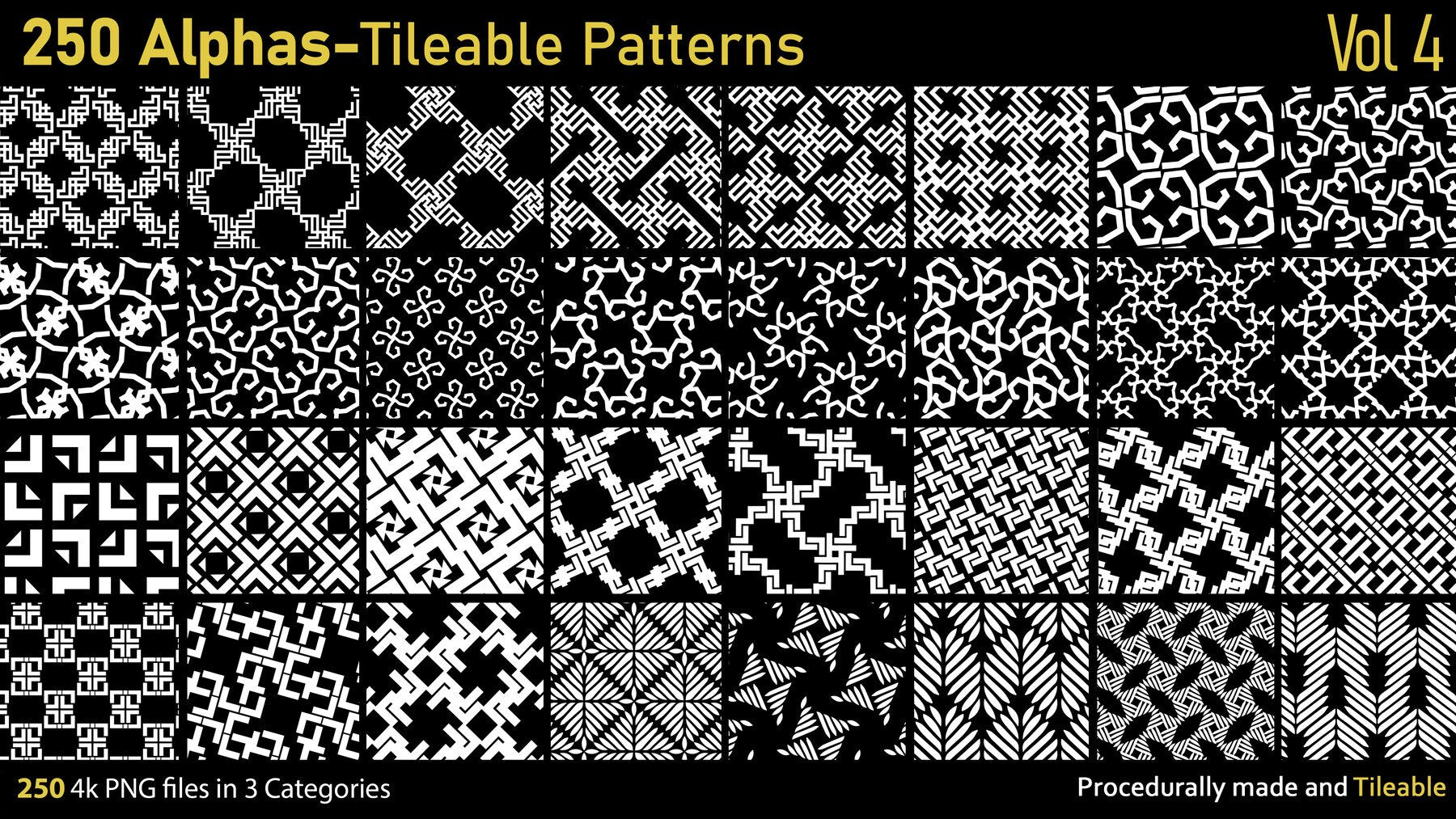 250 Tileable Alpha Patterns Vol.4 | S3ART Store