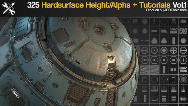 325 Sci-Fi Hardsurface Alpha Stamps + Tutorials Vol.1