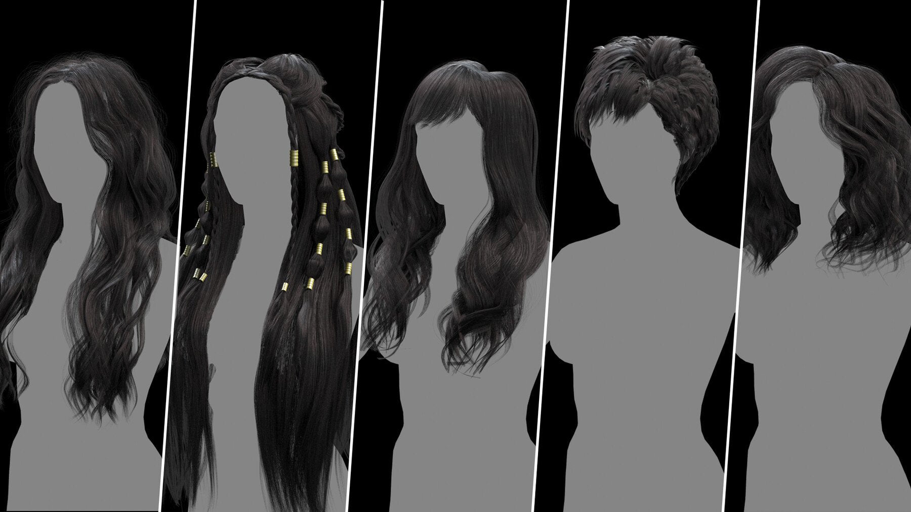 40 Female Hair Cards Collection