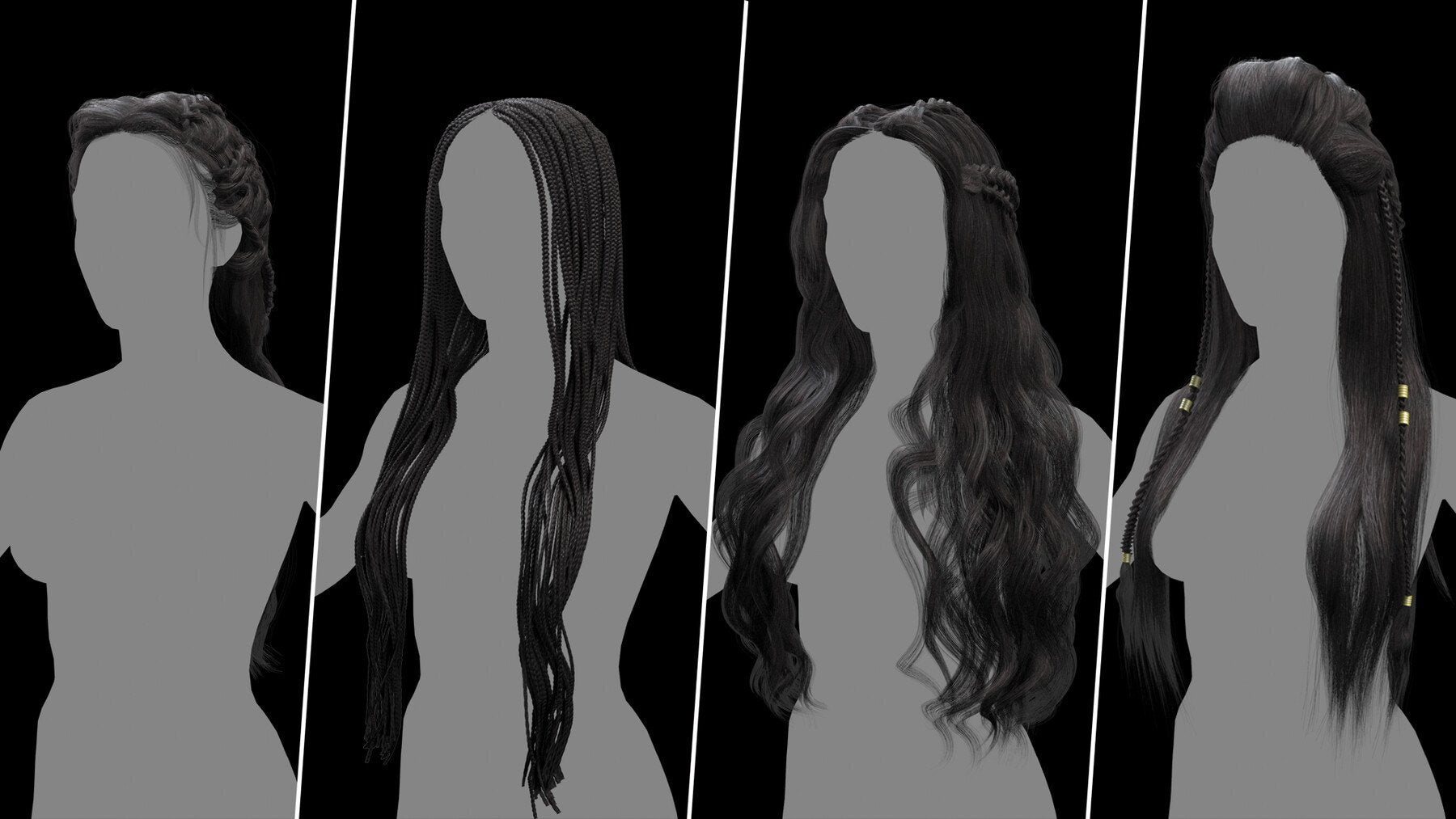 40 Female Hair Cards Collection