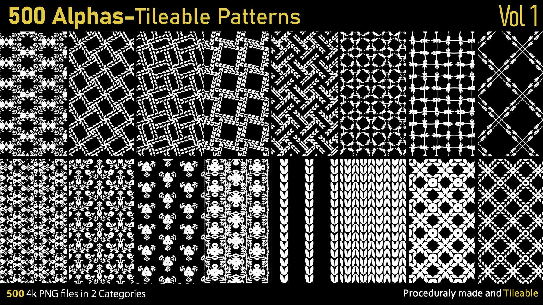 500 Tileable Alpha Patterns Vol.1 | S3ART Store