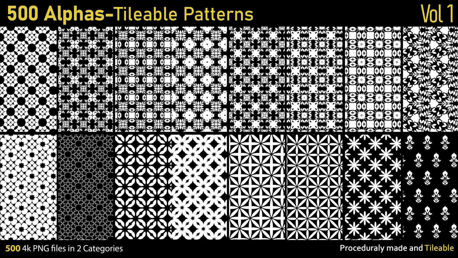 500 Tileable Alpha Patterns Vol.1