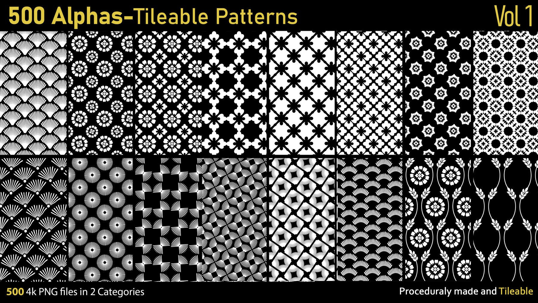 500 Tileable Alpha Patterns Vol.1 | S3ART Store