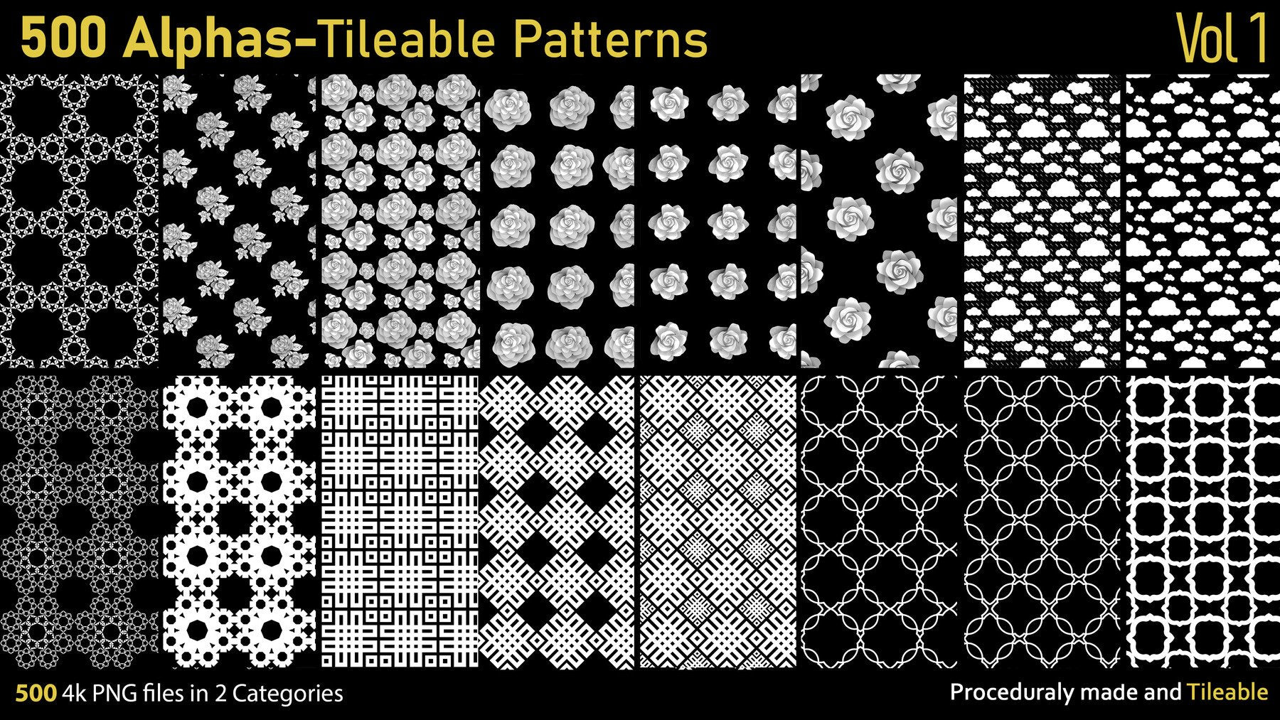 500 Tileable Alpha Patterns Vol.1 | S3ART Store