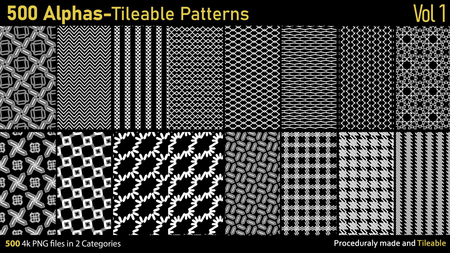 500 Tileable Alpha Patterns Vol.1 | S3ART Store