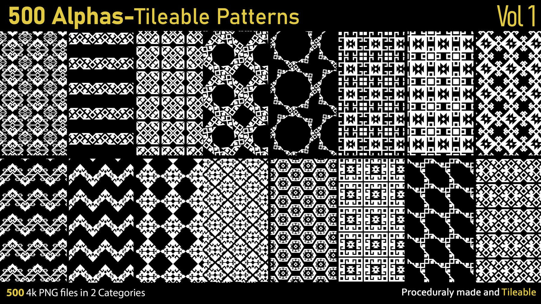 500 Tileable Alpha Patterns Vol.1 | S3ART Store