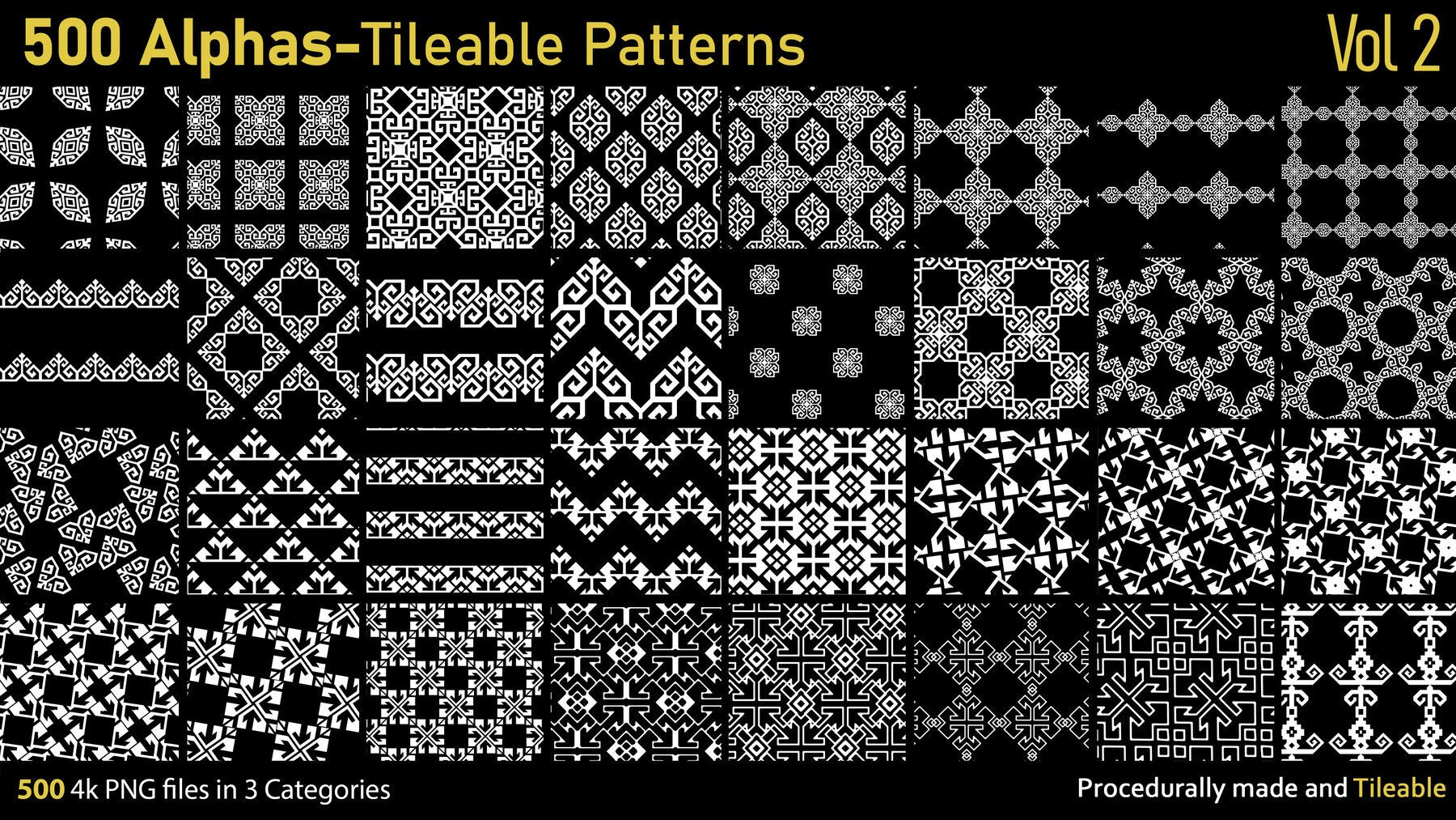 500 Tileable Alpha Patterns Vol.2 | S3ART Store