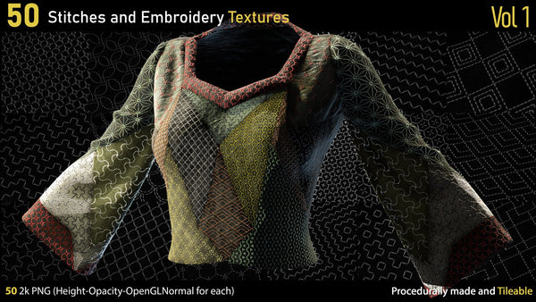 50 Stitches and Embroidery Textures Vol.1